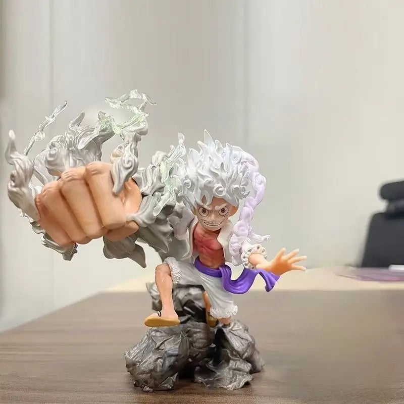One Piece Handsome Nika Luffy Figure Red Coat Straw Hat Anime SD Nika Luffy Model Ornament Collectible Gift