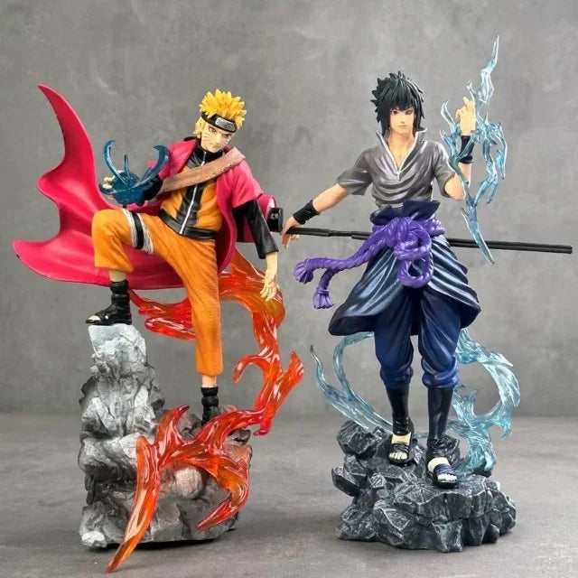 Bandai HOT S 23cm Naruto Anime Figure Uzumaki Naruto Uchiha Sasuke Action Model Pvc Statue Desktop Ornament Collection Toys Gift