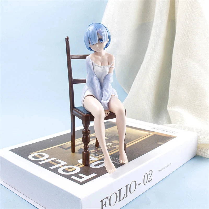 Re Zero Rem Figure Sitting Chair PVC Anime Model For Collectible Desk Decoration Gift