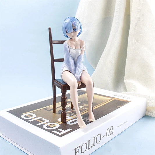 Re Zero Rem Figure Sitting Chair PVC Anime Model For Collectible Desk Decoration Gift