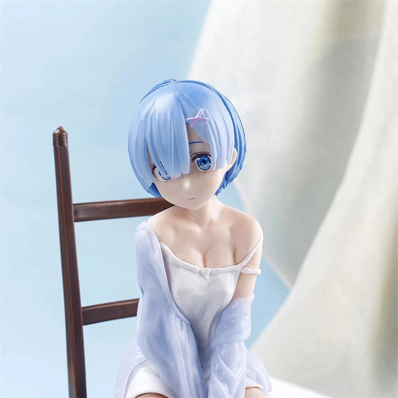 Re Zero Rem Figure Sitting Chair PVC Anime Model For Collectible Desk Decoration Gift
