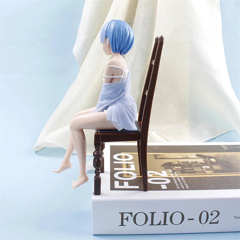 Re Zero Rem Figure Sitting Chair PVC Anime Model For Collectible Desk Decoration Gift