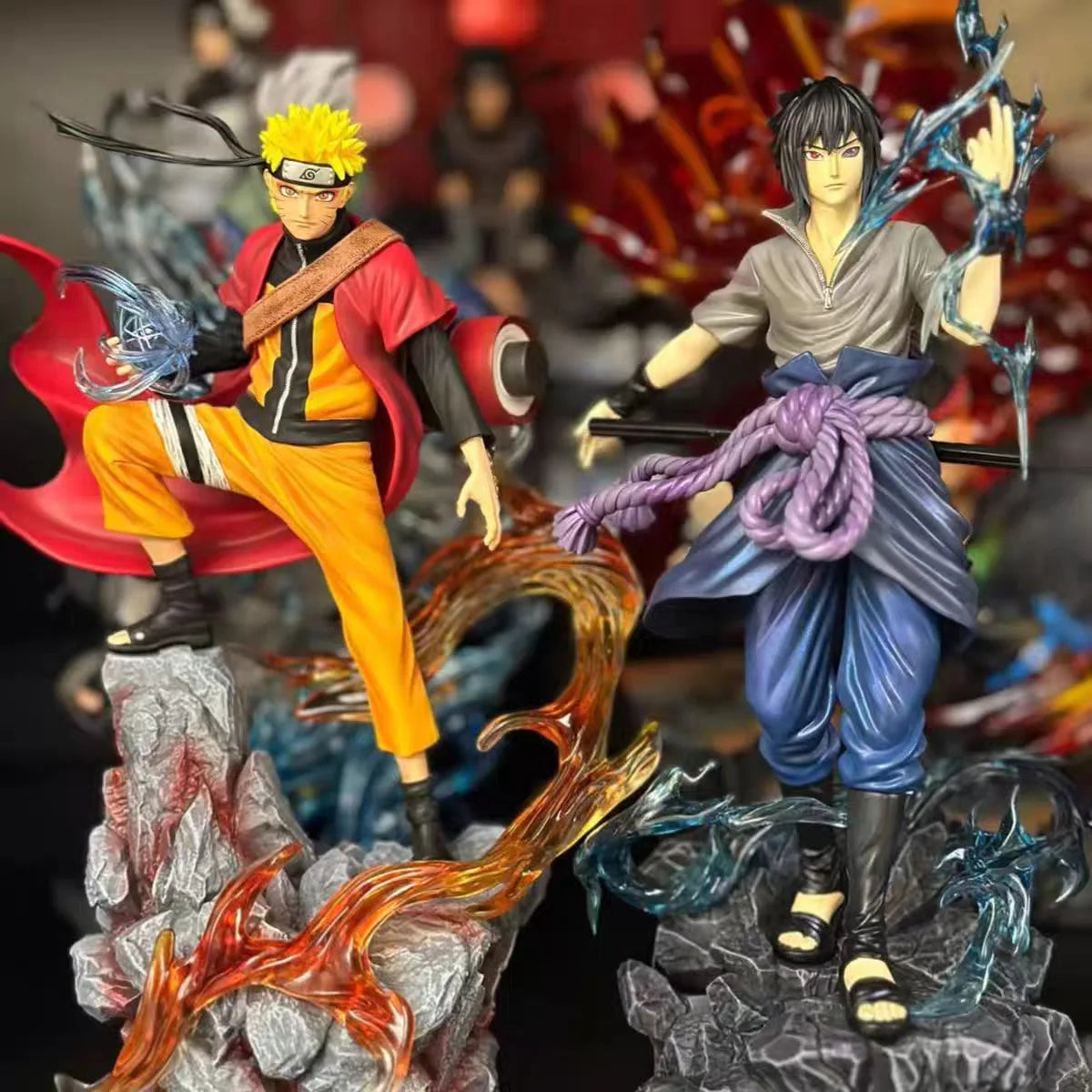Bandai HOT S 23cm Naruto Anime Figure Uzumaki Naruto Uchiha Sasuke Action Model Pvc Statue Desktop Ornament Collection Toys Gift