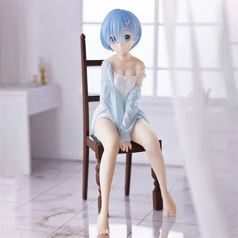 Re Zero Rem Figure Sitting Chair PVC Anime Model For Collectible Desk Decoration Gift