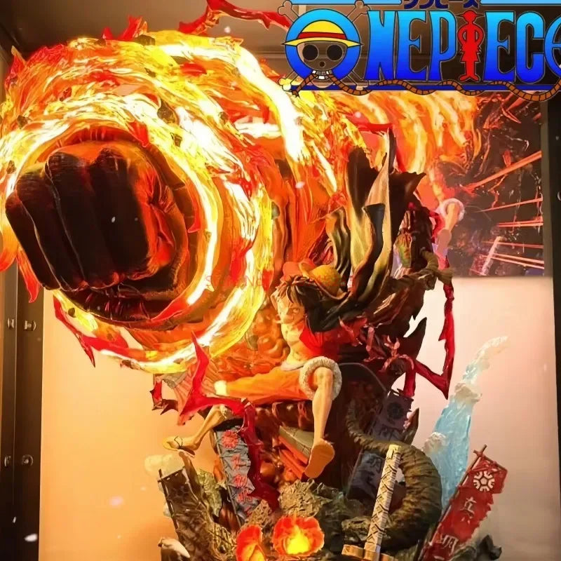 Hot One Piece Gk Anime Figure Luffy With Led  Toys Gear 3 Figurine Red Roc Pvc Statue Collectible Model Decoration Birthday Gift