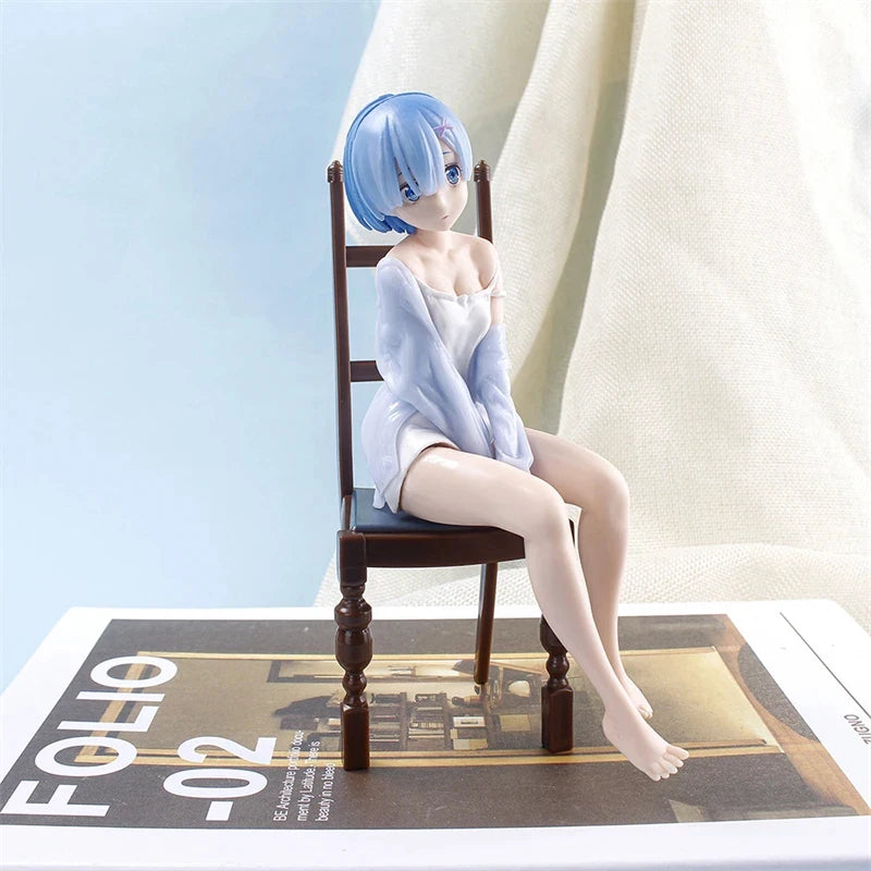 Re Zero Rem Figure Sitting Chair PVC Anime Model For Collectible Desk Decoration Gift