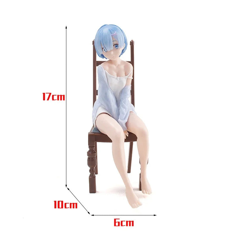 Re Zero Rem Figure Sitting Chair PVC Anime Model For Collectible Desk Decoration Gift