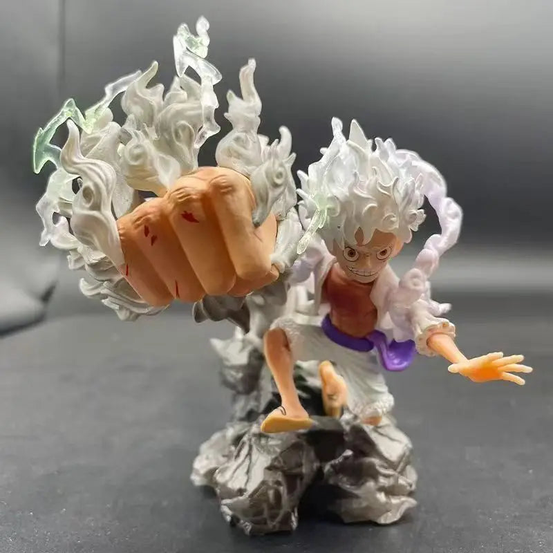One Piece Handsome Nika Luffy Figure Red Coat Straw Hat Anime SD Nika Luffy Model Ornament Collectible Gift